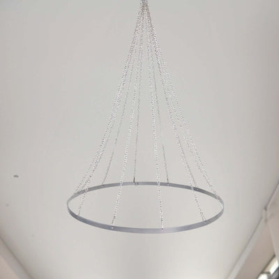 Modern silver pendant light fixture with elongated chain