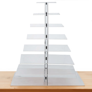 Add Elegance to Your Dessert Presentation with the Heavy Duty Acrylic Square 8-Tier Cake Stand