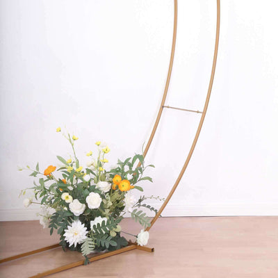 Floral arrangement stand with vibrant flowers in a minimalist design.