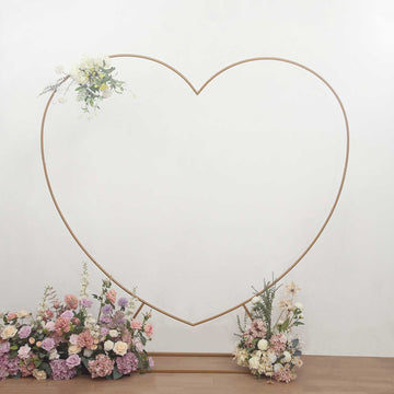Create a Romantic Atmosphere with the Gold Metal Heart Shape Wedding Arch