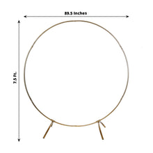 Metal Gold Circle Backdrop Stand with measurements of 89.5 inches and 91 inches