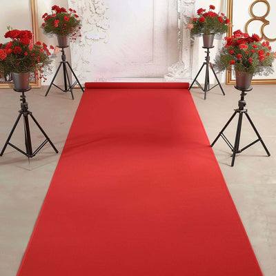 3Ftx100Ft Hollywood Red Carpet Runner For Party, Red Rayon Wedding Aisle Runner