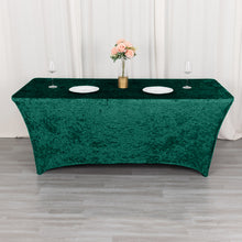 6ft Hunter Emerald Green Crushed Velvet Stretch Fitted Rectangular Table Cover