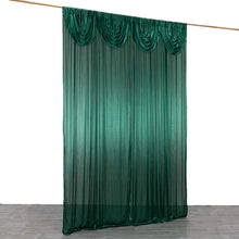 Hunter Emerald Green Double Drape Pleated Satin Divider Backdrop Curtain Panel, Glossy Photo Booth
