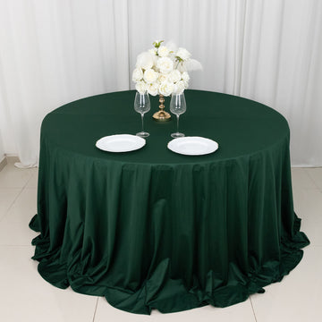 Experience Luxury and Practicality with the Hunter Emerald Green Premium Scuba Round Tablecloth