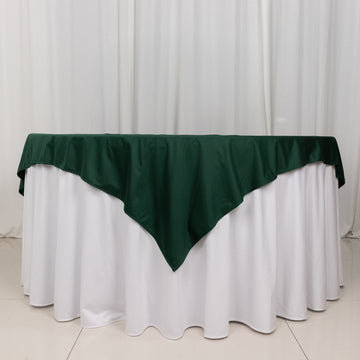 Hunter Emerald Green Premium Scuba Square Table Overlay, Wrinkle Free Polyester Seamless Table Topper 70"
