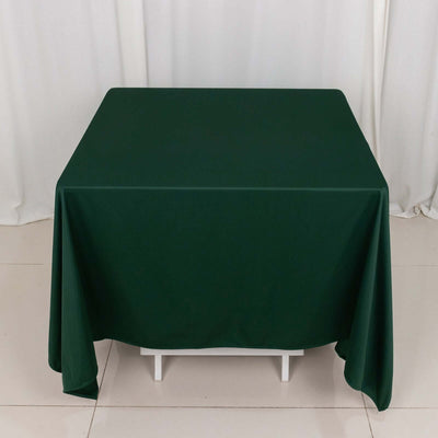 Green tablecloth on a white table