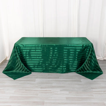 Hunter Emerald Green Satin Stripe Seamless Rectangular Tablecloth 90"x132"
