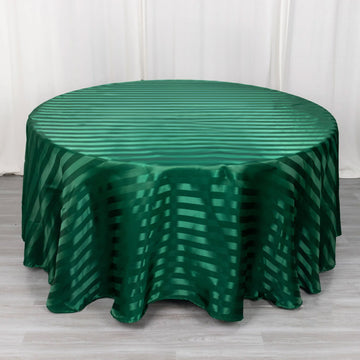 Hunter Emerald Green Satin Stripe Seamless Round Tablecloth 120"