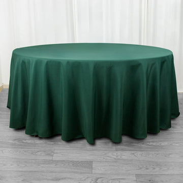 Add Elegance to Your Event with the Hunter Emerald Green Seamless Premium Polyester Round Tablecloth