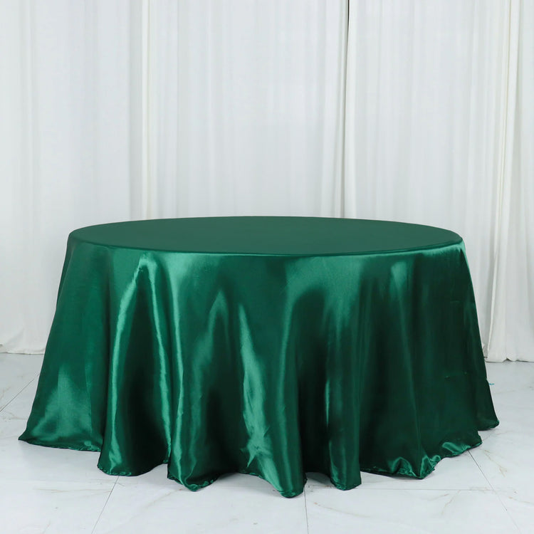 132 Inch Hunter Emerald Green Round Tablecloth Satin 