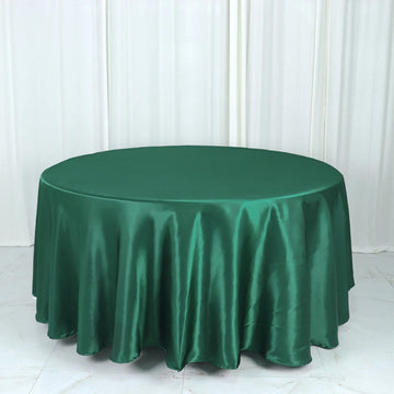 Hunter Emerald Green Seamless Satin Round Tablecloth 108"