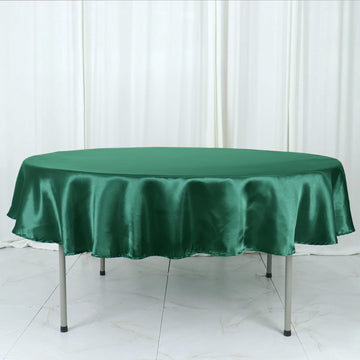 Hunter Emerald Green Seamless Satin Round Tablecloth 90"