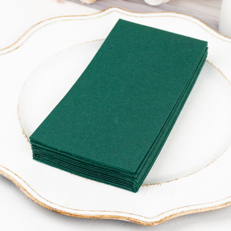 20 Pack | Hunter Emerald Green Soft Linen-Feel Airlaid Paper Party Napkins