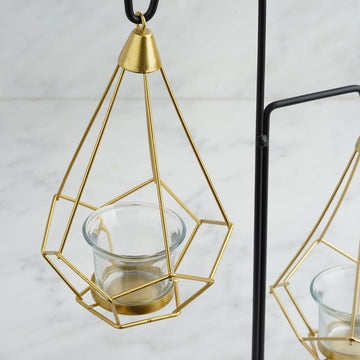 Enhance Your Decor with the Gold Hanging Geometric Tealight Candle Holders