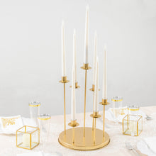 15inch Tall Gold 7-Arm Metal Cluster Taper Candle Holder Centerpiece