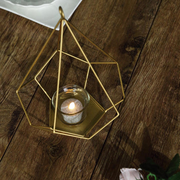 Create Stunning Event Decor with Gold Metal Pentagon Tealight Candle Holders