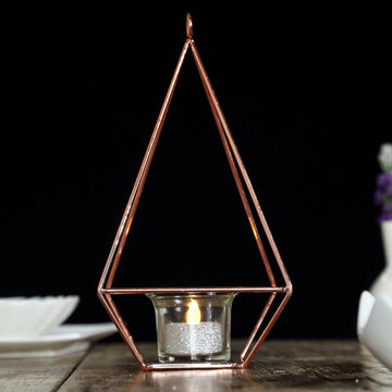 Rose Gold Pyramid Shaped Tealight Candle Holders