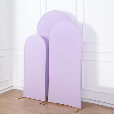 Set of three lavender stands for events or displays.