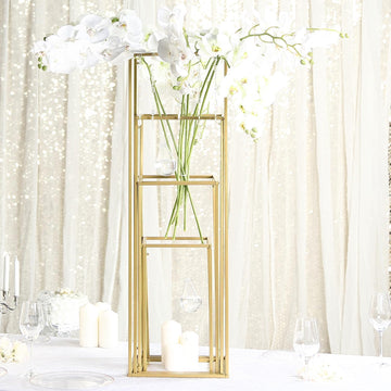 Elevate Your Décor with Matte Gold Metal Frame Flower Stands
