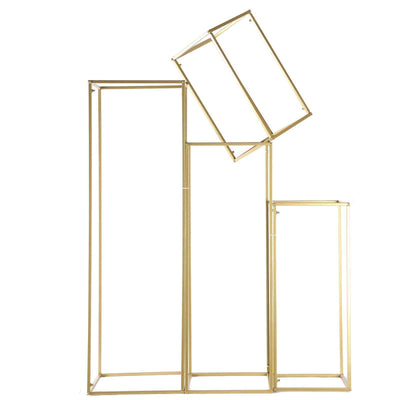 Gold geometric display frames in various sizes, modern design