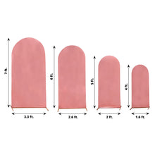 Pink Metallic Spandex Arch Covers with Measurements
