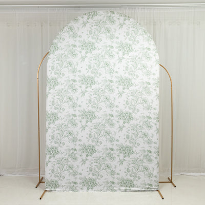 Floral-patterned backdrop with an arch frame for photography or events.