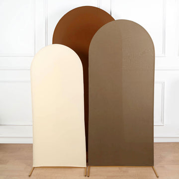 Mixed Natural Spandex Fitted Wedding Arch Covers for Round Top Chiara Backdrop Stands