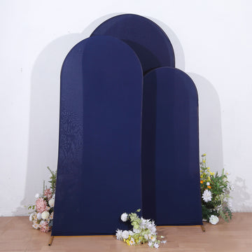 Elegant Matte Navy Blue Spandex Fitted Wedding Arch Covers