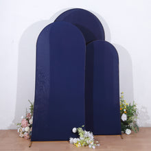 Set of 3 Matte Navy Blue Spandex Fitted Wedding Arch Covers For Round Top Chiara Backdrop