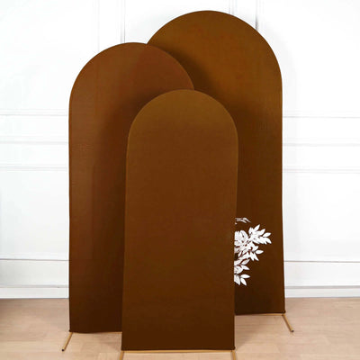 Brown decorative room dividers in three sizes with a leaf design.