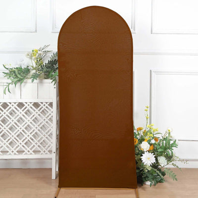 Brown arch backdrop stand for photography or events.