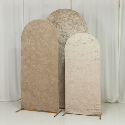 Set of three arched fabric backdrops in neutral tones for photography