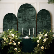 Set of 3 Emerald Green Crushed Velvet Chiara Wedding Arch Covers For Round Top Backdrop Stands