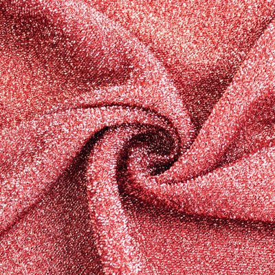 Shimmering red fabric texture in a spiral pattern.