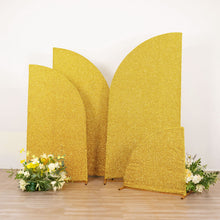 Set of 4 Gold Chiara Backdrop Stand Covers Shimmer Tinsel Finish, Fitted Covers For Half Moon
