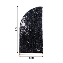 Black sequined half moon shape arch covers and fitted backdrop covers