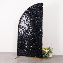 7ft Black Double Sided Big Payette Sequin Chiara Backdrop Stand Cover For Half Moon Arch Stand