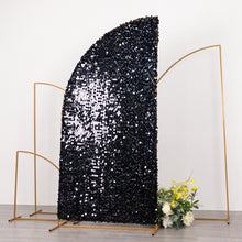 7ft Black Double Sided Big Payette Sequin Chiara Backdrop Stand Cover For Half Moon Arch Stand