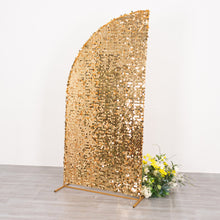 7ft Gold Double Sided Big Payette Sequin Chiara Backdrop Stand Cover For Half Moon Arch Stand