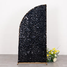 6ft Black Double Sided Big Payette Sequin Chiara Backdrop Stand Cover For Half Moon Wedding Arch