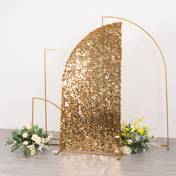 Enhance Your Wedding Arch with the Glamorous Gold Sequin Chiara Backdrop Stand Cover