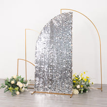 6ft Silver Double Sided Big Payette Sequin Chiara Backdrop Stand Cover For Half Moon Wedding Arch