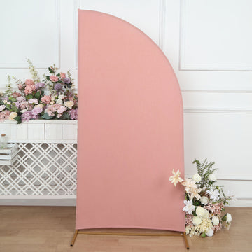 Enhance Your Event Decor with the Matte Dusty Rose Fitted Spandex Half Moon Wedding Arch Cover