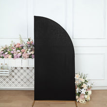 6ft Matte Black Fitted Spandex Half Moon Wedding Arch Cover, Custom Fit Chiara Backdrop Stand Cover