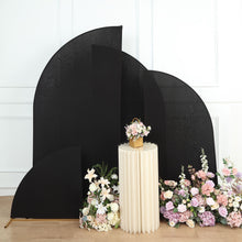 Set of 4 | Matte Black Fitted Spandex Half Moon Wedding Arch Covers, Custom Fit Chiara
