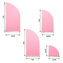 Different sizes of pink Spandex Half Moon Backdrop Stand Covers