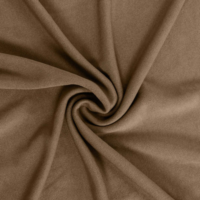Brown fabric texture with a soft, swirling pattern.
