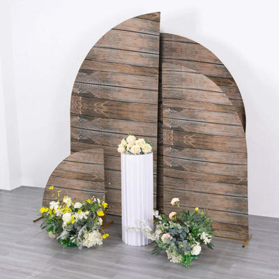 Wooden backdrop display with floral arrangements
