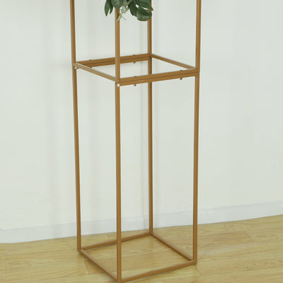 Bronze metal plant stand with a minimalist design